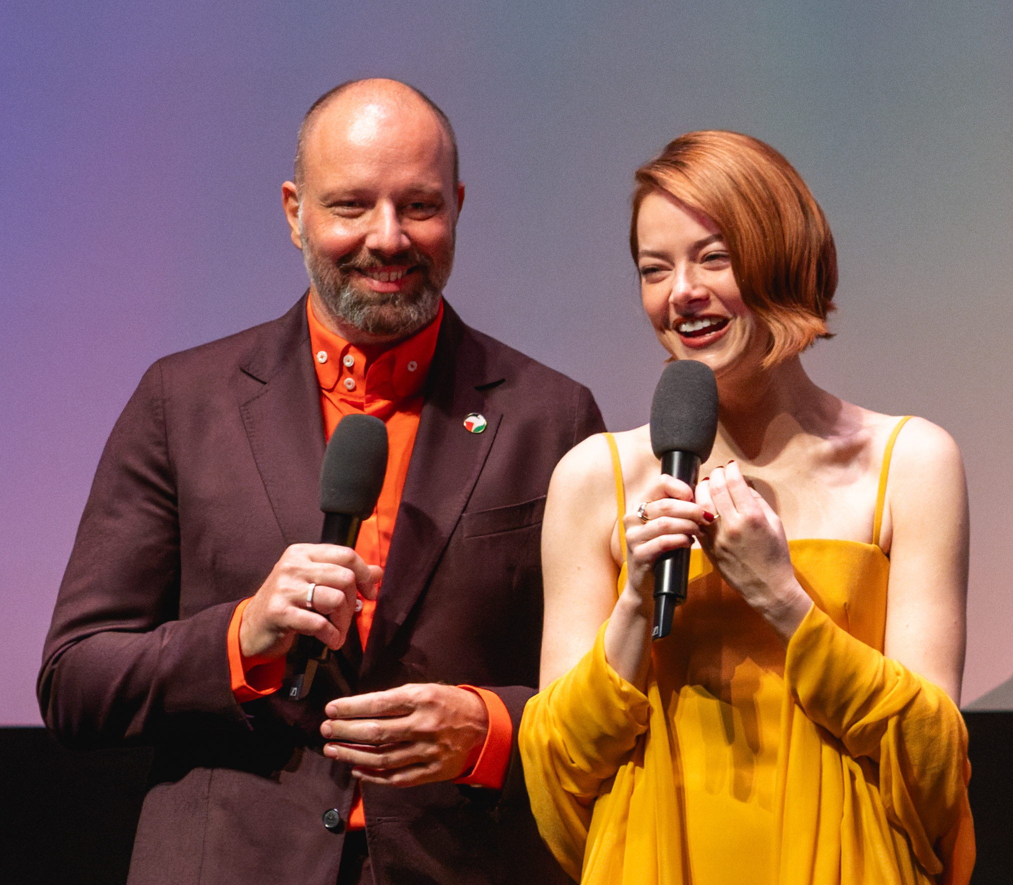 Yorgos Lanthimos and Emma Stone at the BFI London Film Festival in 2025
